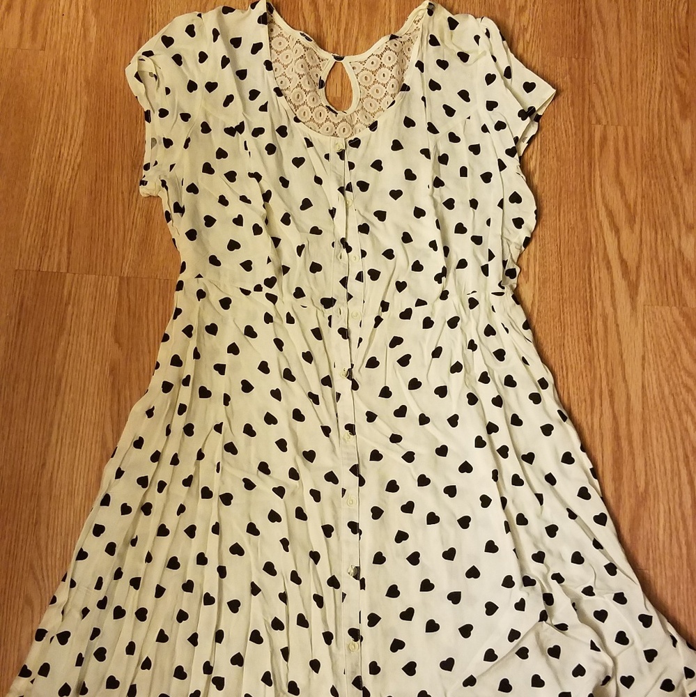 White with Black hearts Dress